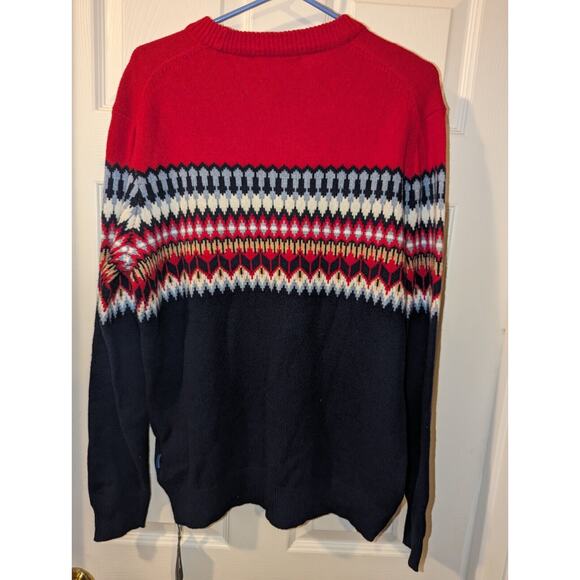 Vineyard Vines Sweater Mens Medium Fair Isle Crew Blue Nautical Red Pullover - Picture 7 of 7